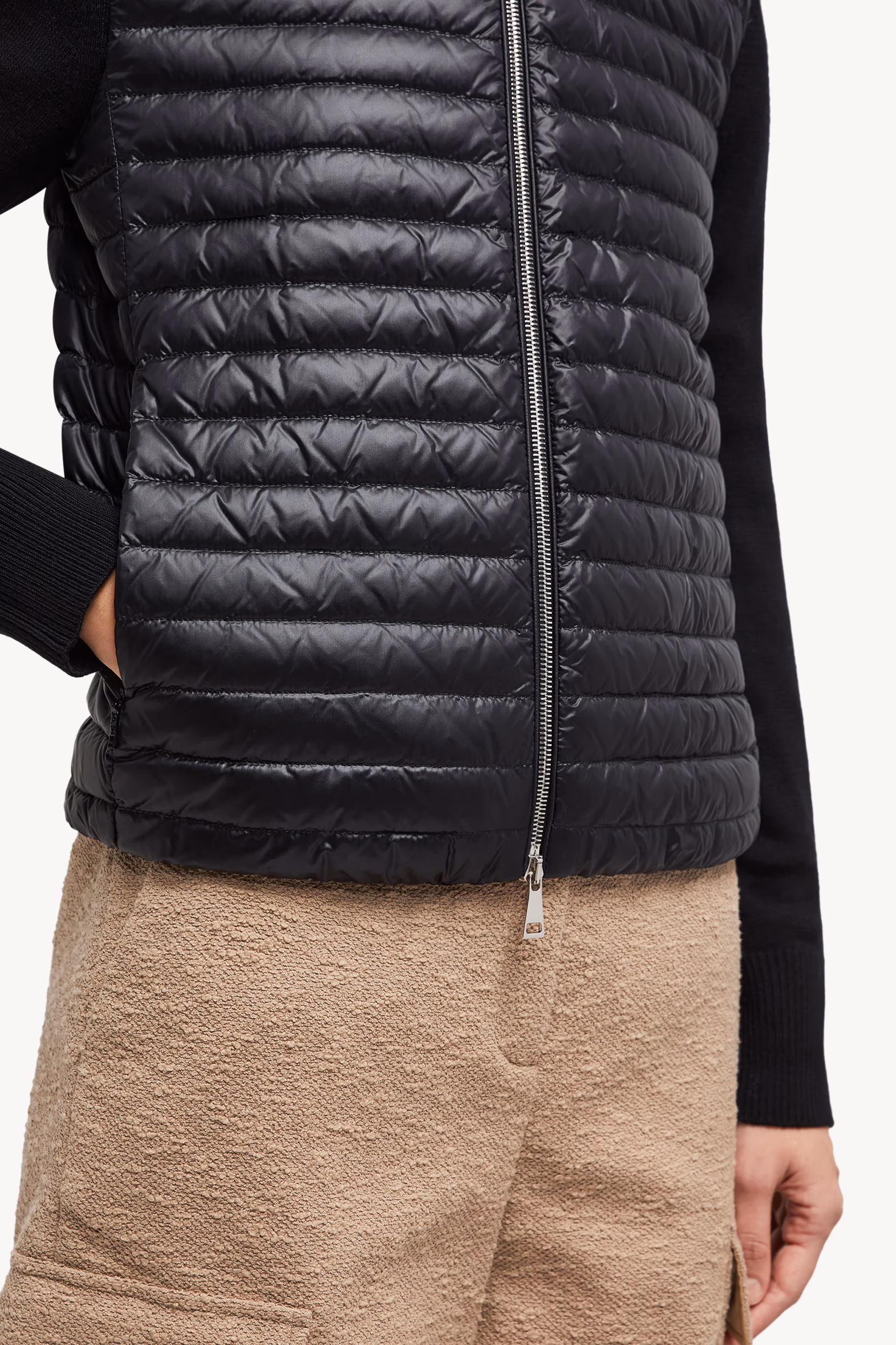 Sudadera acolchada de lana con cremallera Mujer Negro Moncler 6